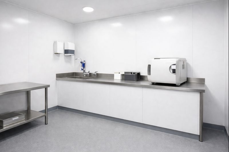 Clean modern washroom with water-resistant wall finishes
